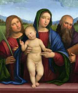 la vierge et enfant avec deux Saints