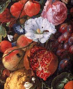 festone di  Frutta  e le  fiori  particolare