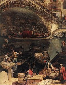Die Rialto brücke  an  Venedig  Ausschnitt