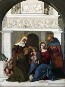 la sacra famiglia con  santo  Francesco