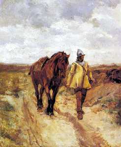 un homme D-Armes Et sohn cheval