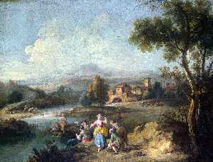 Landscape with a Group of Figures Fishing