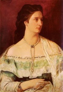 porträt von einem lady tragen  Ein  Perle  halskette