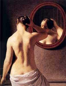 Eckerserg christoffer wilhem donna in piedi di fronte uno specchio