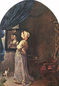 mujer antes de el espejo