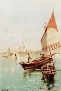 Barca a vela in una laguna veneziana