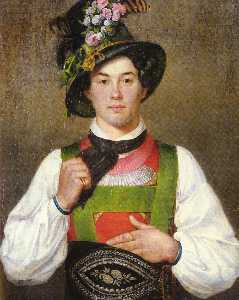 ein junger mann an  Tirolerin  kostüm