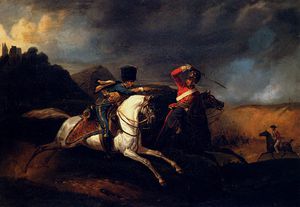 Zwei Soldaten zu Pferd