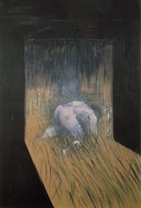 Man kneeling in grass, Private