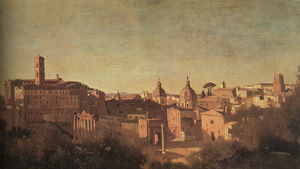 The Forum Seen from the Farnese Gardens, oil on