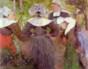 cuatro mujeres bretonas , óleo sobre lienzo , neue pinakot