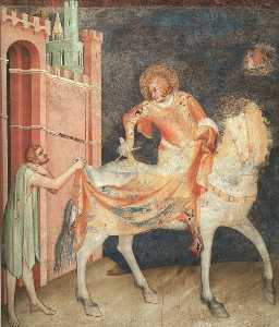 Division de l Manteau , env . 1321 , fresque , basse-c