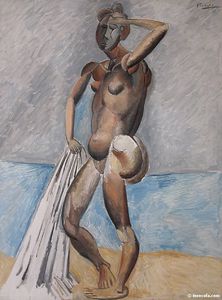 Femme nue au bord de la mer