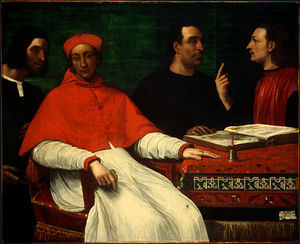 Sauli cardenal bandinello, su secretario, y dos