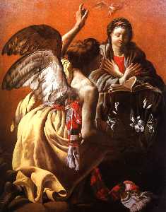 the annunciation to the virgin, oil on canvas, pr
