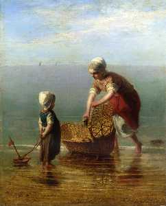 мать и ребенок около  тот  Море