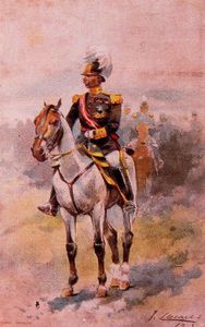 Equestrian portrait of general in full dress