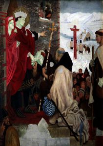 Святой Освальд Принимающий Святой Айдан ( Святой Освальд Отправка Миссионеры в Шотландия )