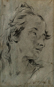 The head of a young woman, turned to the right