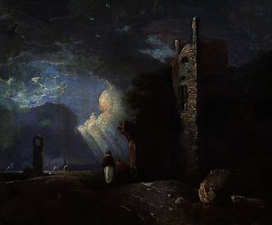 Two Figures by a Ruined Tower