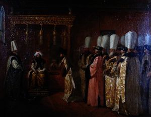Audience of Charles Gravier , Comte de Vergennes, with the Sultan Osman III