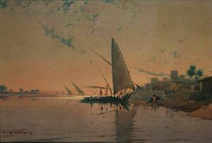 Moonlight at luxor; on the nile