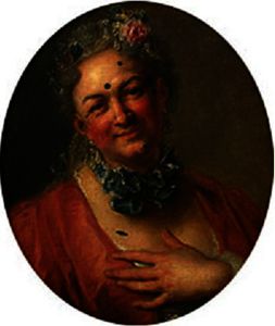 角色  的 天竺葵 在 Jean-Philippe Rameau's 滑稽 歌剧 Platee 欧 朱农 jalouse