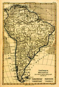 amérique du sud , issus 'Atlas de toutes les parties connues du globe Terrestre' par guillaume raynal