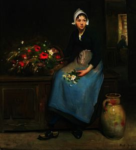 Der junge Blumenverkäuferin