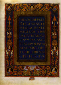 E bottega, bibbia ms urb lat 1 f 1v incipit, biblioteca ap vaticana