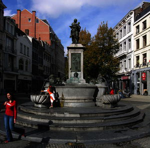 Belgium), Vinâve d'Ile, Fountain with the Virgin by Jean Del Cour