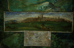 A walled city, detail from the 'Galleria delle Carte