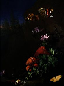 Still Life of Forest Floor with Flowers, Mushrooms and Snails