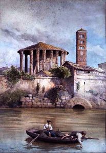 The Temple of Hercules from the River Tiber, Rome