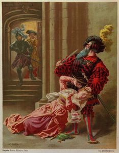 Bluebeard attempting to kill his last wife
