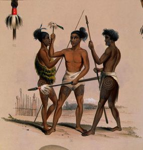 Maori guerrieri preparazione per la battaglia