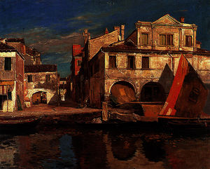 Canal Scene in Chioggia with Bragozzo