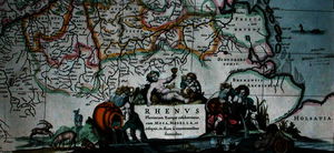 Cartucho de un mapa del curso del Rin