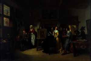 Rembrandt visiting the studio of Gabriel Metsu