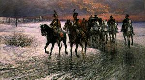 Eine Escort der 4. Französisch Hussars