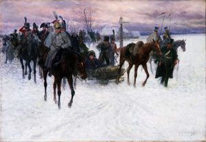 Napoleon's Kampftruppe Zurücktretend von moskau