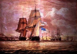 HMS 'Shannon' anführend der 'Chesapeake' in halifax Hafen