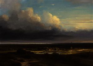 A panoramic landscape, haarlem in the distance
