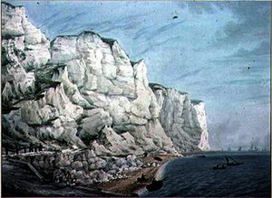 Study of Cliffs - Sailing Vessels in the Offing and Small Boats with Figures near Shore