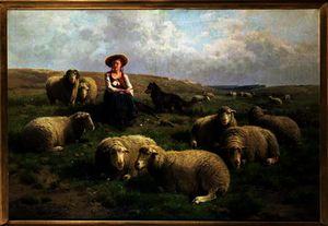 Pastorella con pecore come  Un  paesaggio