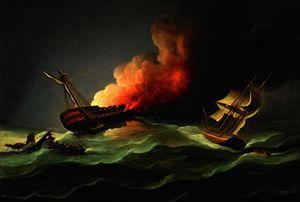 东 印度商船 肯特 着火  在 湾 比斯开