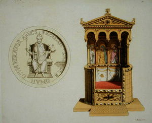 Coin and throne of Frederick Barbarossa