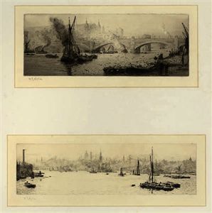 Two scenes of shipping on the thames