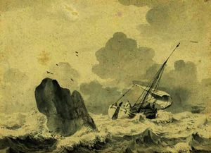 Ein Segelschiff in schwerer See