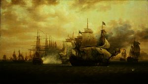 Hood's 锚定 舰队 阻止再 德 格拉斯  在 战斗 的 护卫舰 海湾  关闭 圣基茨和尼维斯